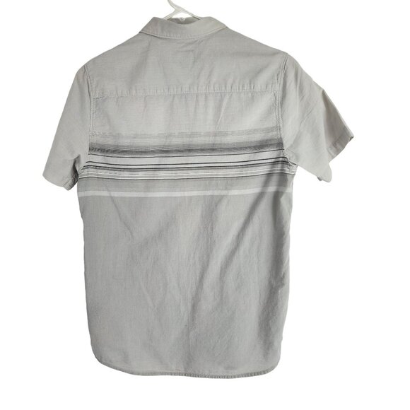 ONeill Mens XL Standard Fit Light Grey Striped Short Sleeve Button-Up Shirt - Picture 2 of 13